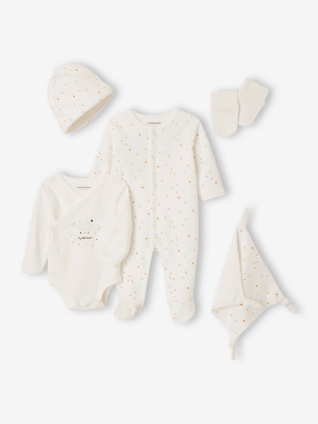 Vertbaudet Baby-Set zur Geburt, 6 Teile im Köfferchen - wollweiß