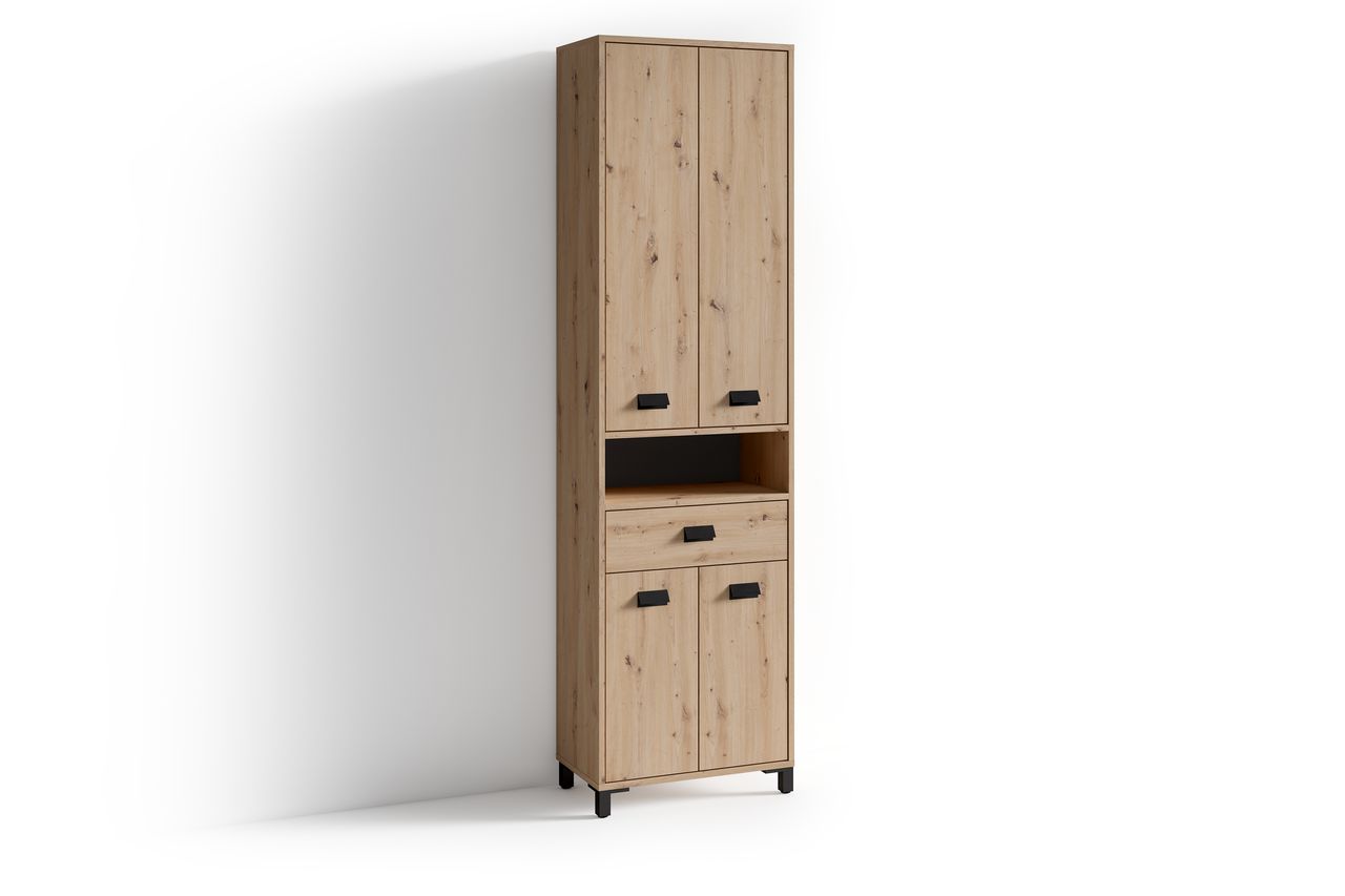 byLiving WELLNESS Hochschrank, Breite 54 cm, Eiche-Optik, Alu/Kunststoff schwarz