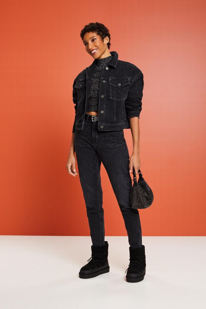 Jeansjacke mit Strass