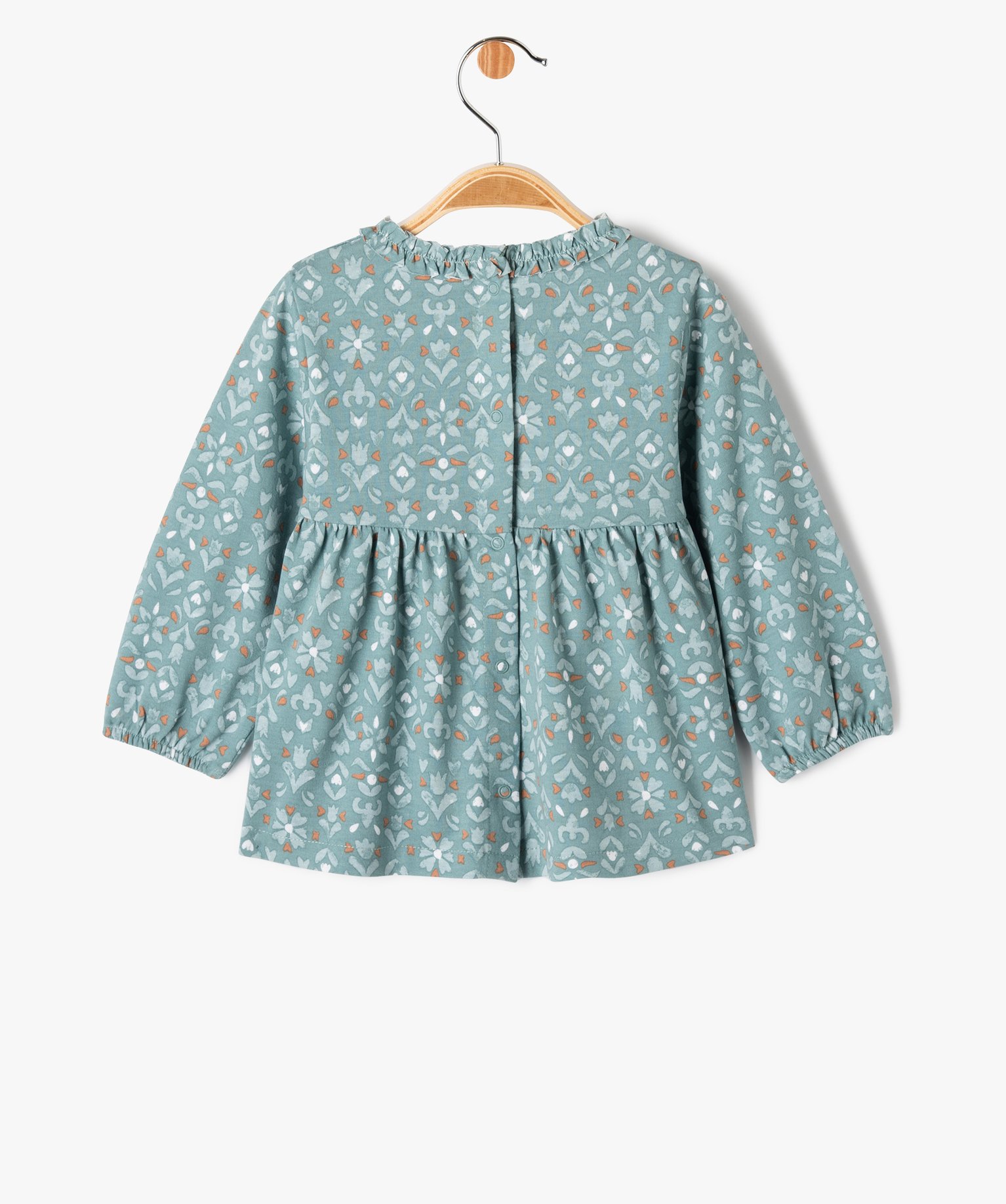 Tee-shirt manches longues ample et imprimé bébé fille bleu | GEMO