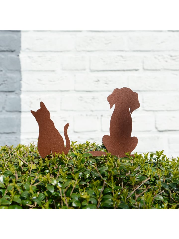 UNUS 2er Set Gartenstecker Rost Hund und Katze in Braun günstig kaufen onesize