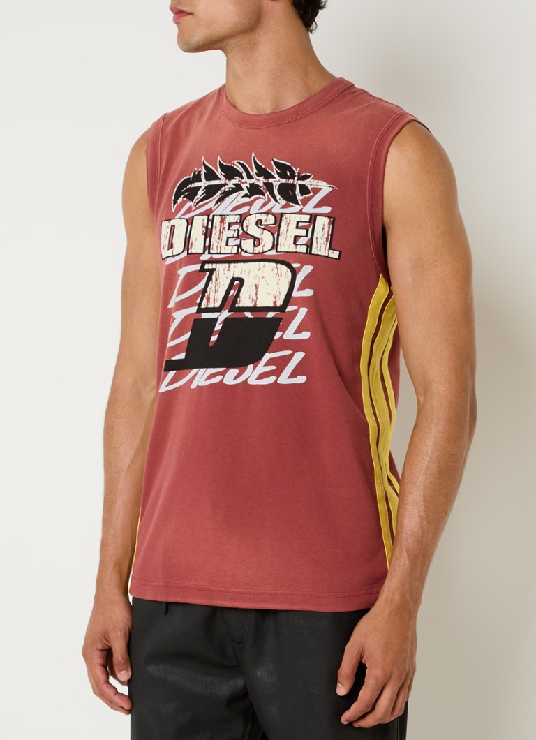 Diesel T-Bisco-Stripe tank top with flock logo print