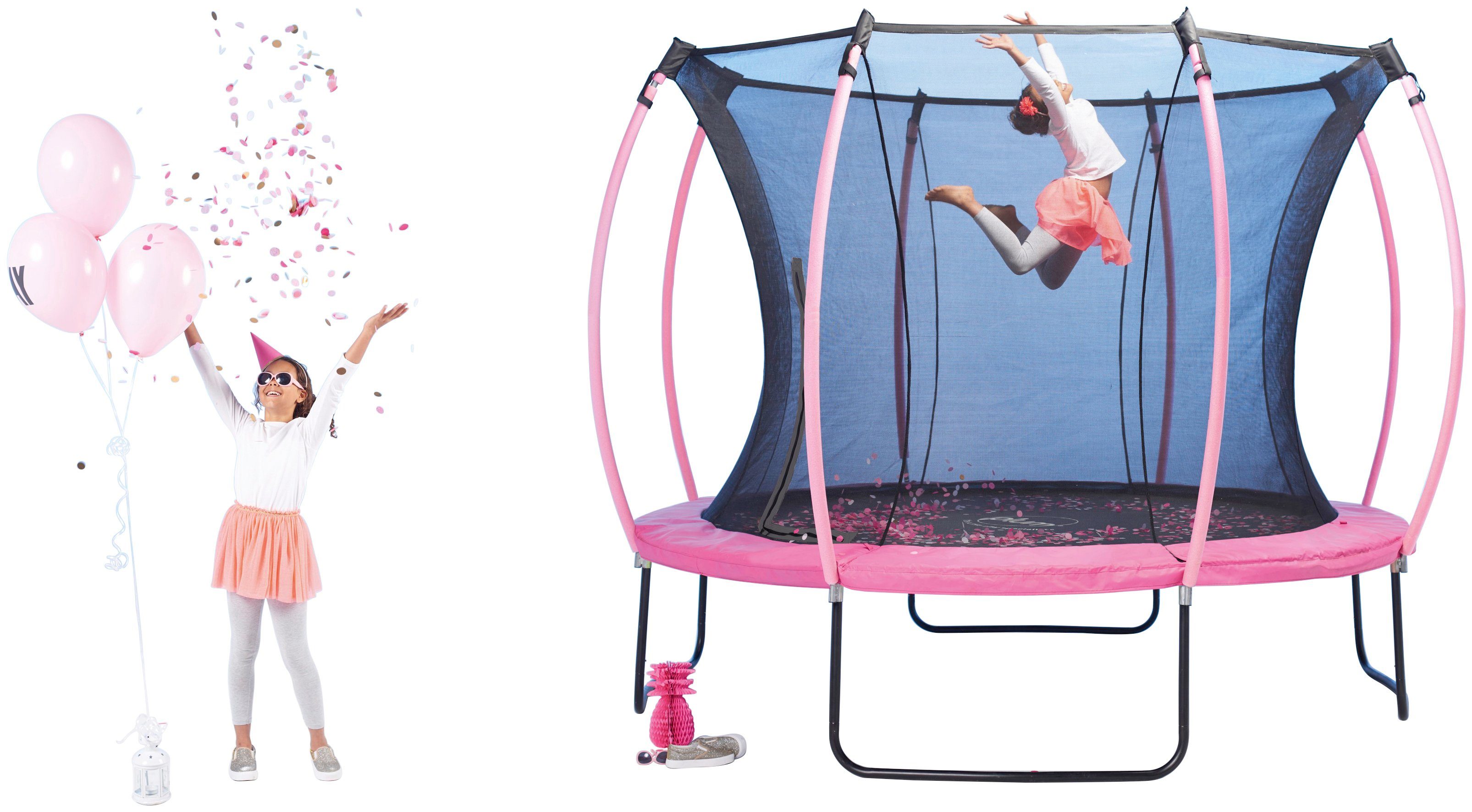 plum Gartentrampolin Springsafe Colours, 305 cm mit Sicherheitsnetz, pink