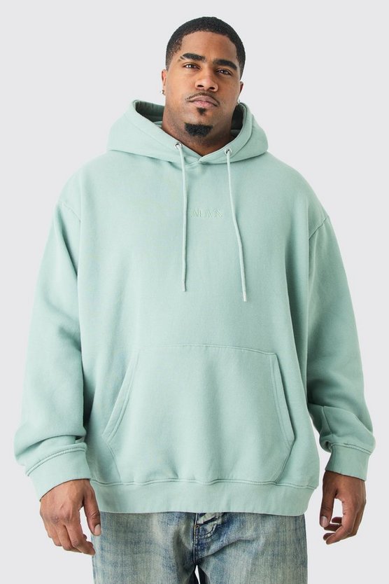 Plus Man Roman Oversize Hoodie mit Acid-Waschung