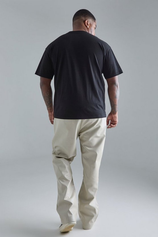 Plus Slim-Fit PU-Schlaghose