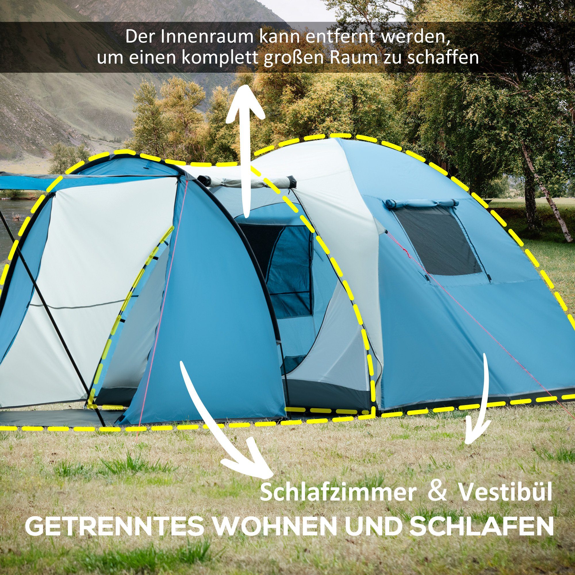 Outsunny Kuppelzelt Tunnelzelt für 3 Personen