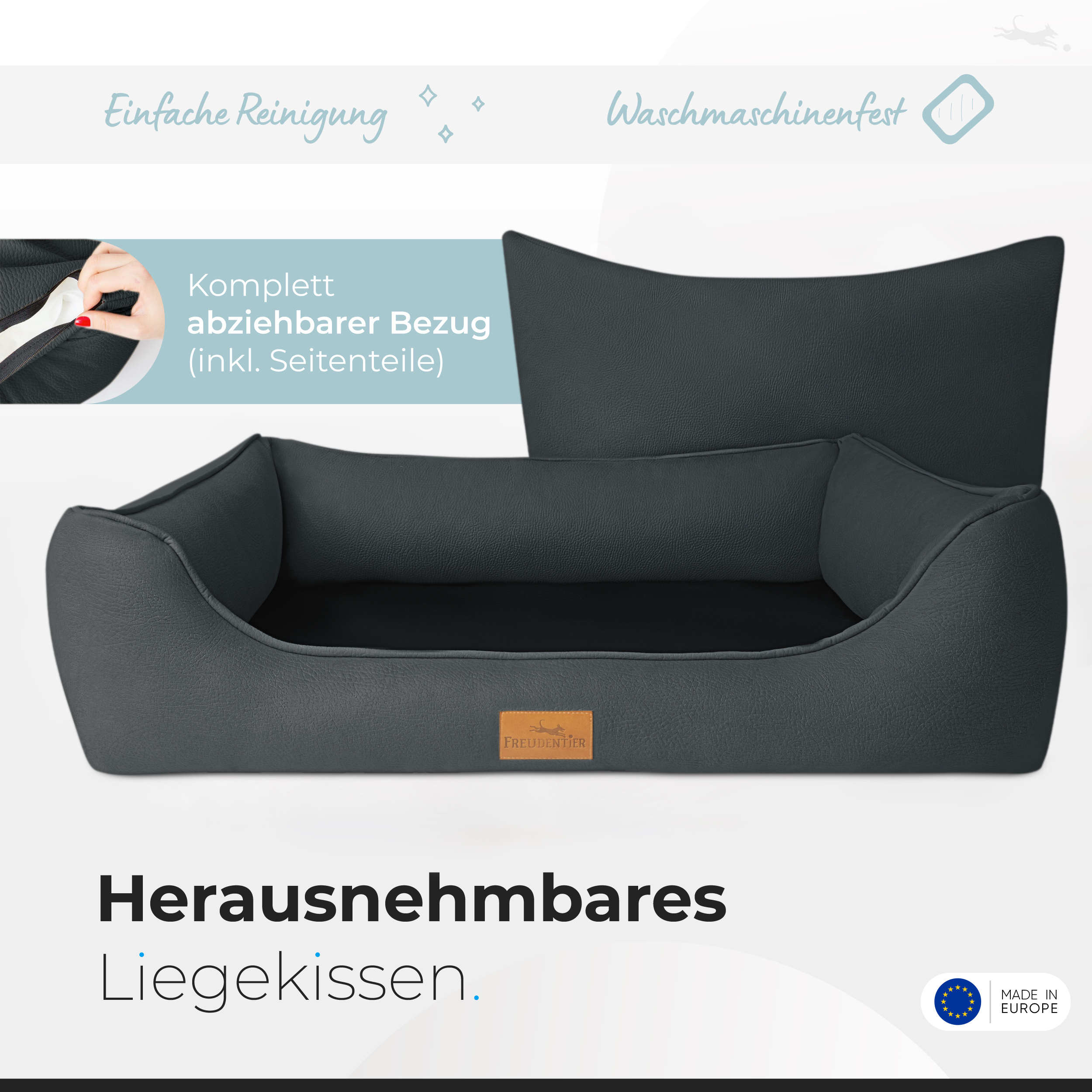 Freudentier Hundebetten Freudentier orthopädisches Hundebett anthrazit M