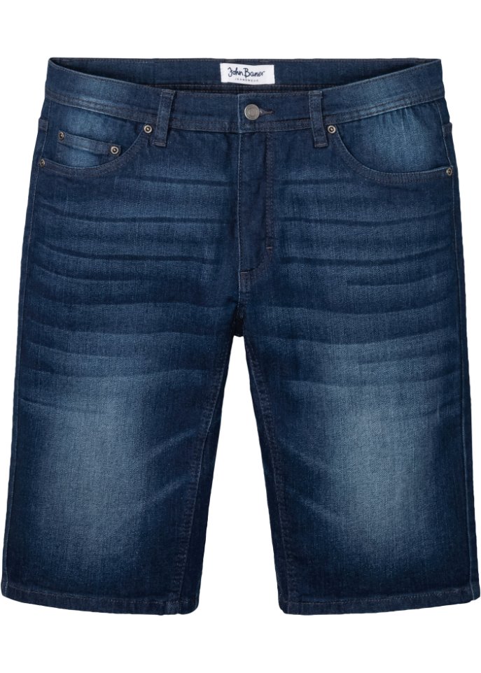 Stretch-Jeans-Bermuda mit verstärktem Schritt, Regular Fit