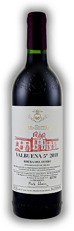 Vega Sicilia, Valbuena 5°, DO, 2018, Ribera del Duero  Vega Sicilia, Valbuena 5°, DO, 2018, Ribera del Duero  Ein perfekter Vertreter der typischen Geradlinigkeit des Ribera del Duero. Jahrgang 2018 - 0,75	 Liter - Vol 14,5%
