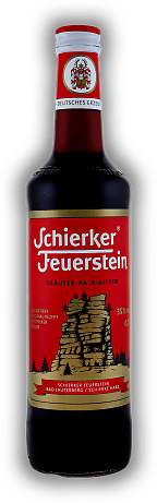 Schierker Feuerstein Schierker Feuerstein Schon 1924 erwarb der erfindungsreiche Apotheker Willy Drube das Patent für seinen legendären Kräuter-Halb-Bitter. 0,7	 Liter - Vol 35%