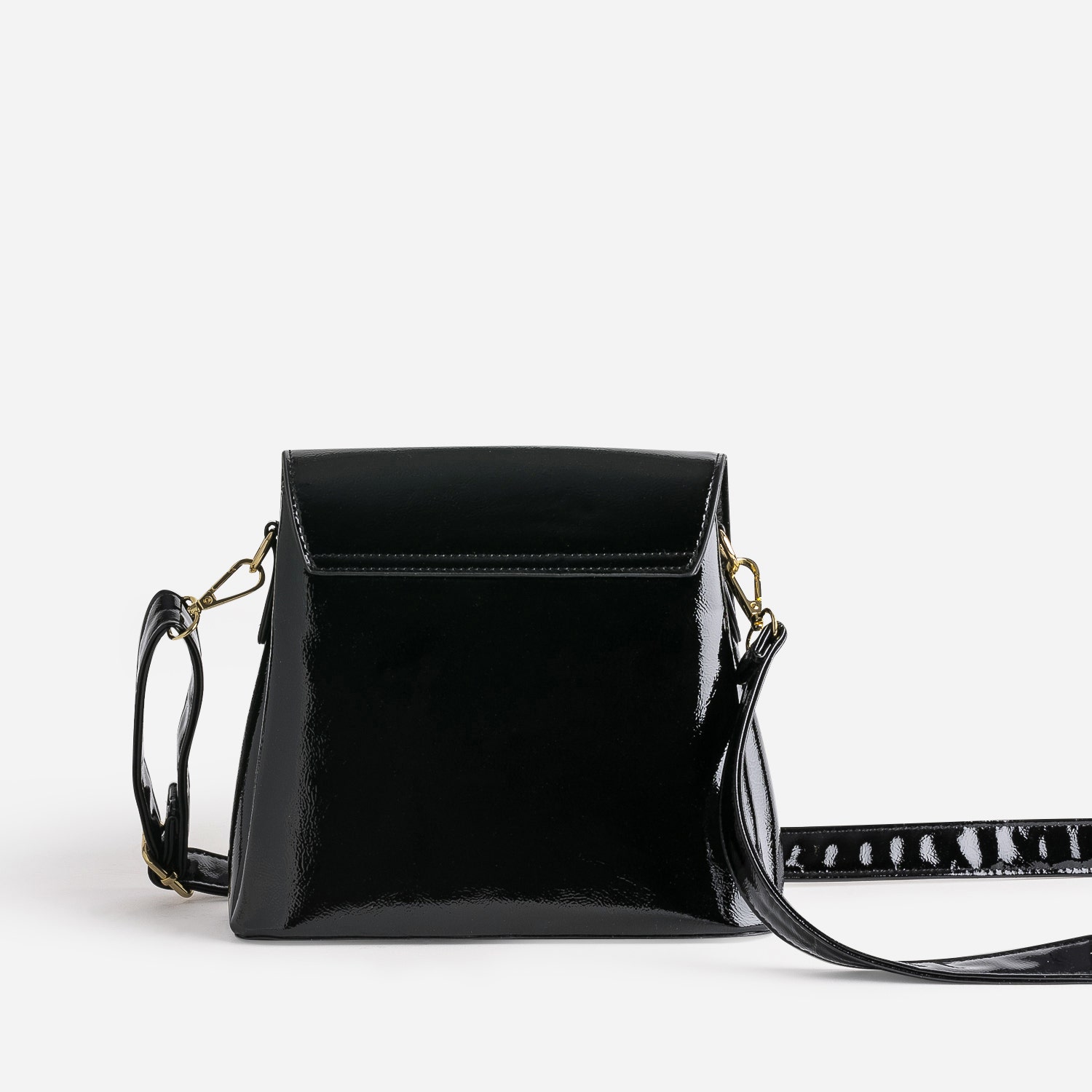 Sac à main noir verni avec 3 compartiments