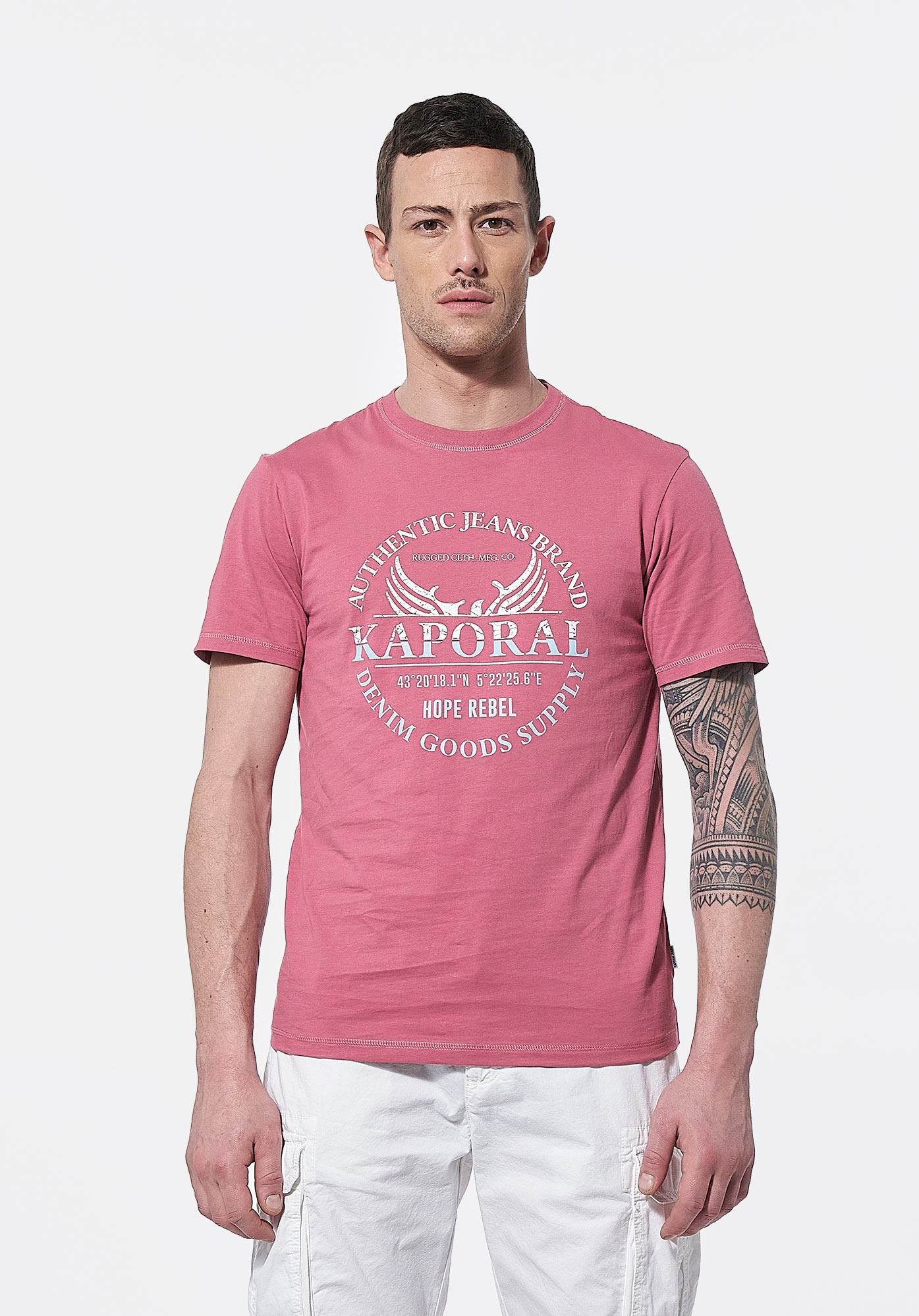 CERA   T-shirt rose Homme en 100% coton bio