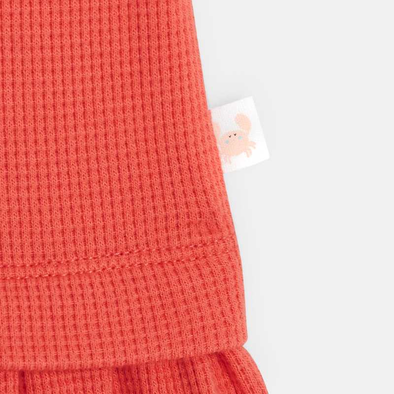 Robe manches courtes bébé fille nid d'abeille orange Absorba