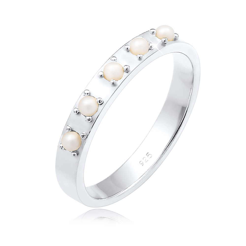 Elli Elli Bague Femme Élegante et Simple avec des perles synthétiques en Argent Sterli Bague