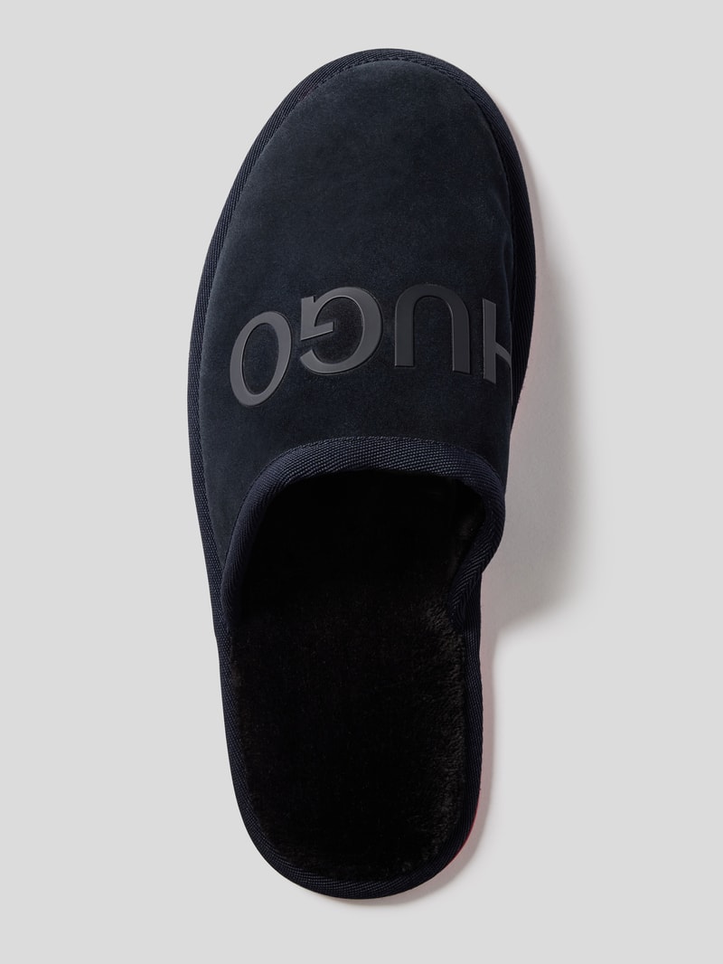 Slipper mit Label-Print in dunkelblau