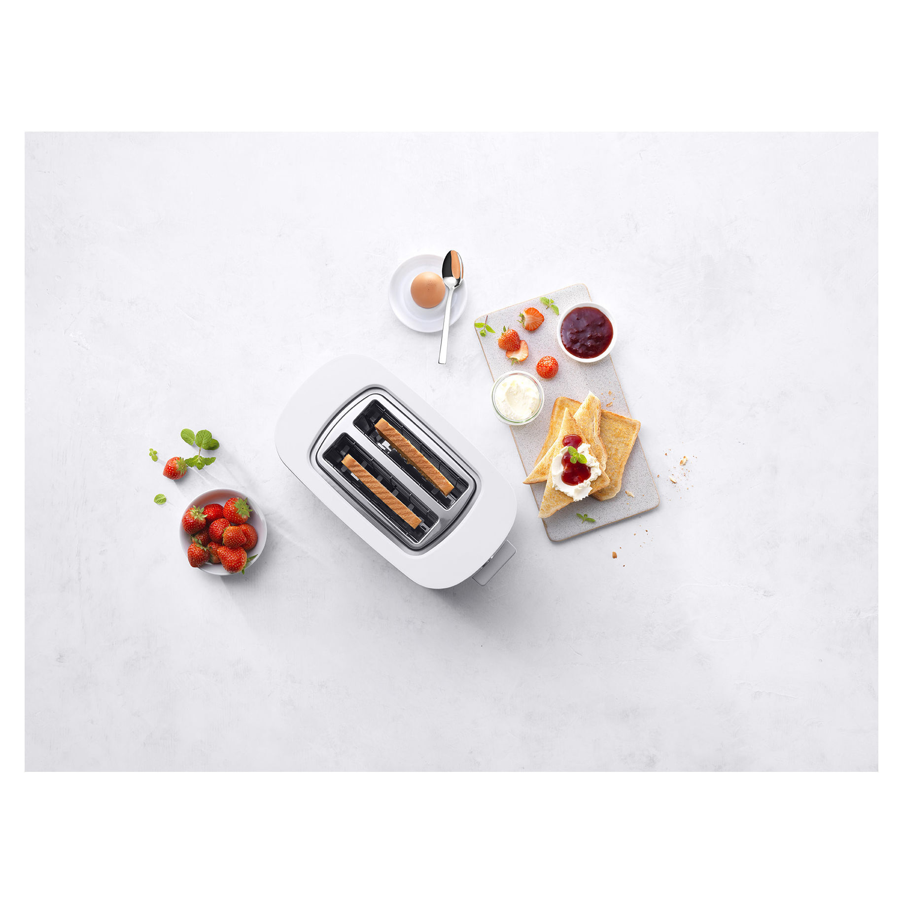 Toaster mit Brötchenaufsatz, 2 Schlitze kurz, Silber