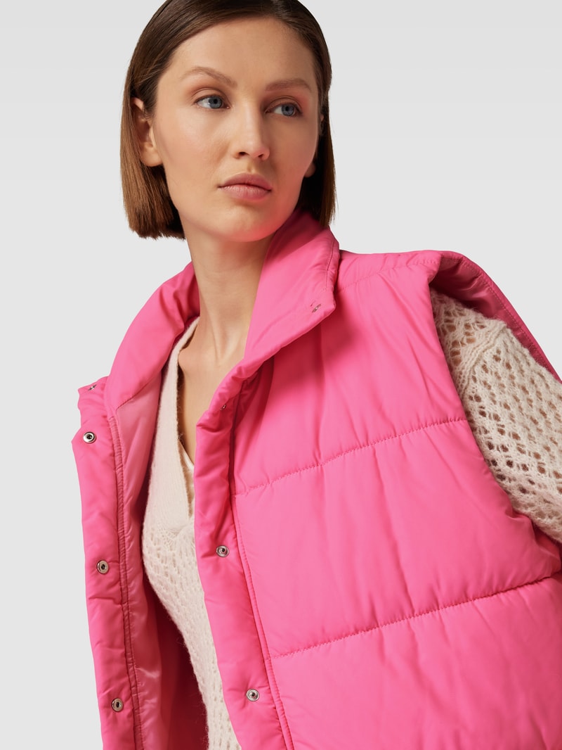 Steppweste mit Druckknopfleiste in neon pink