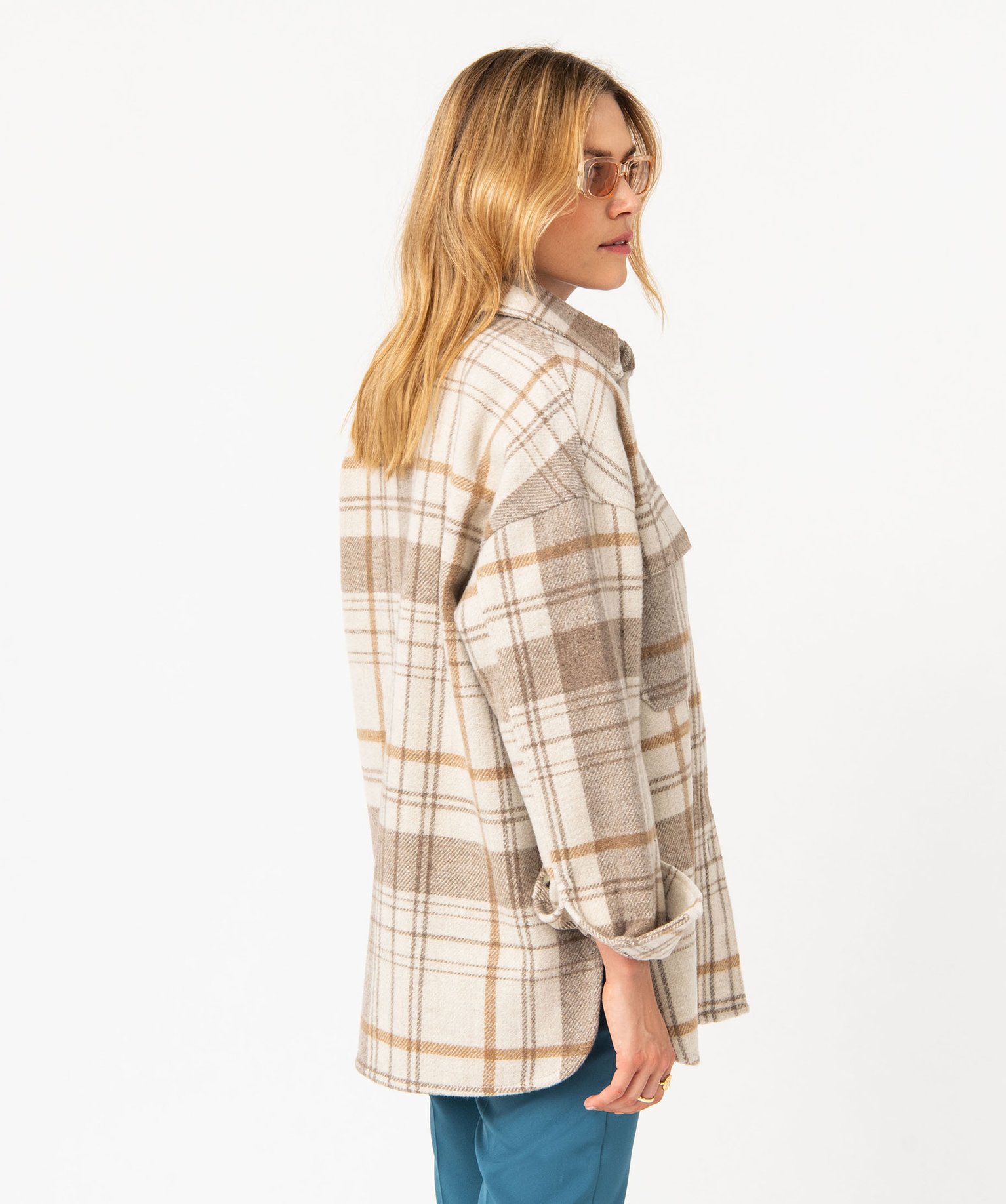Veste chemise à carreaux avec larges poches femme carreaux | GEMO