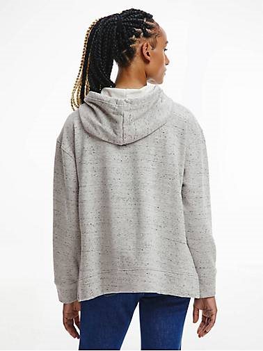 TOMMY HILFIGER Damen Sweatshirt RELAXED TEXT FLOCK PRINT HOODIE