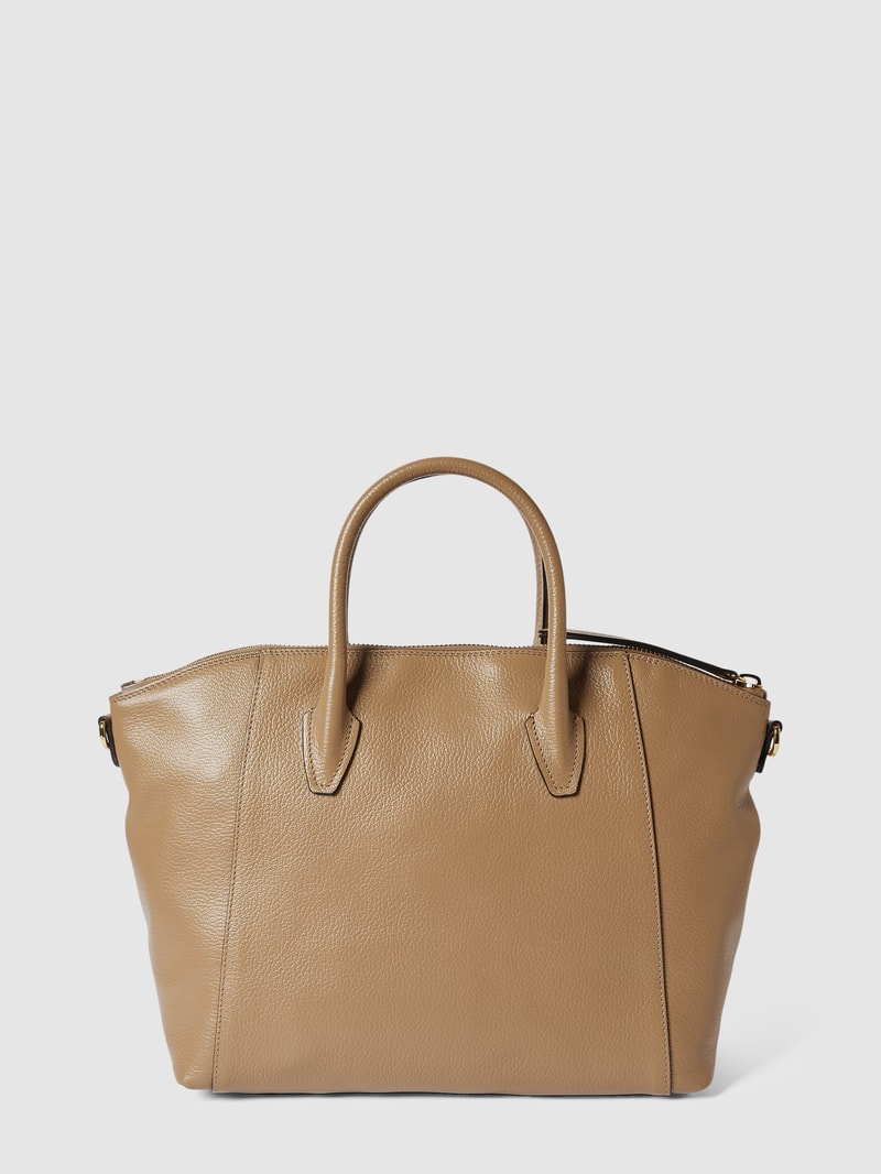Handtasche mit Label-Applikation in taupe