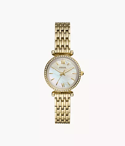 Fossil Damenuhr Carlie Mini Edelstahl Goldfarben