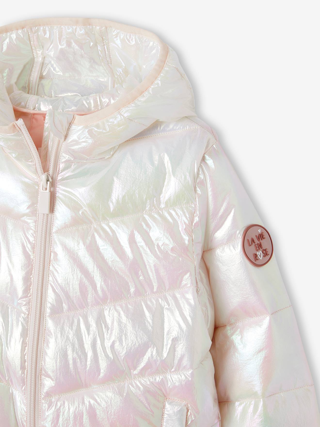 Vertbaudet Mädchen Light-Steppjacke mit Glanzeffekt - wollweiß