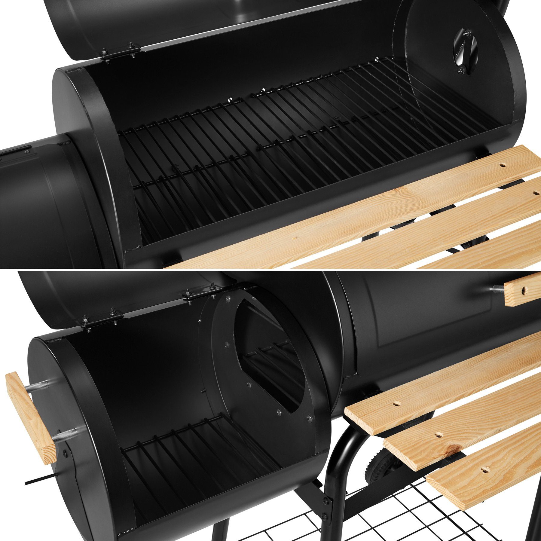 tectake Holzkohlegrill Holzkohlegrill Smoker mit Thermometer