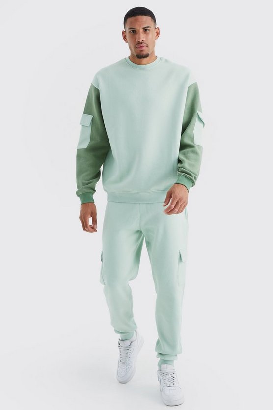 Tall Oversize Colorblock Cargo-Trainingsanzug