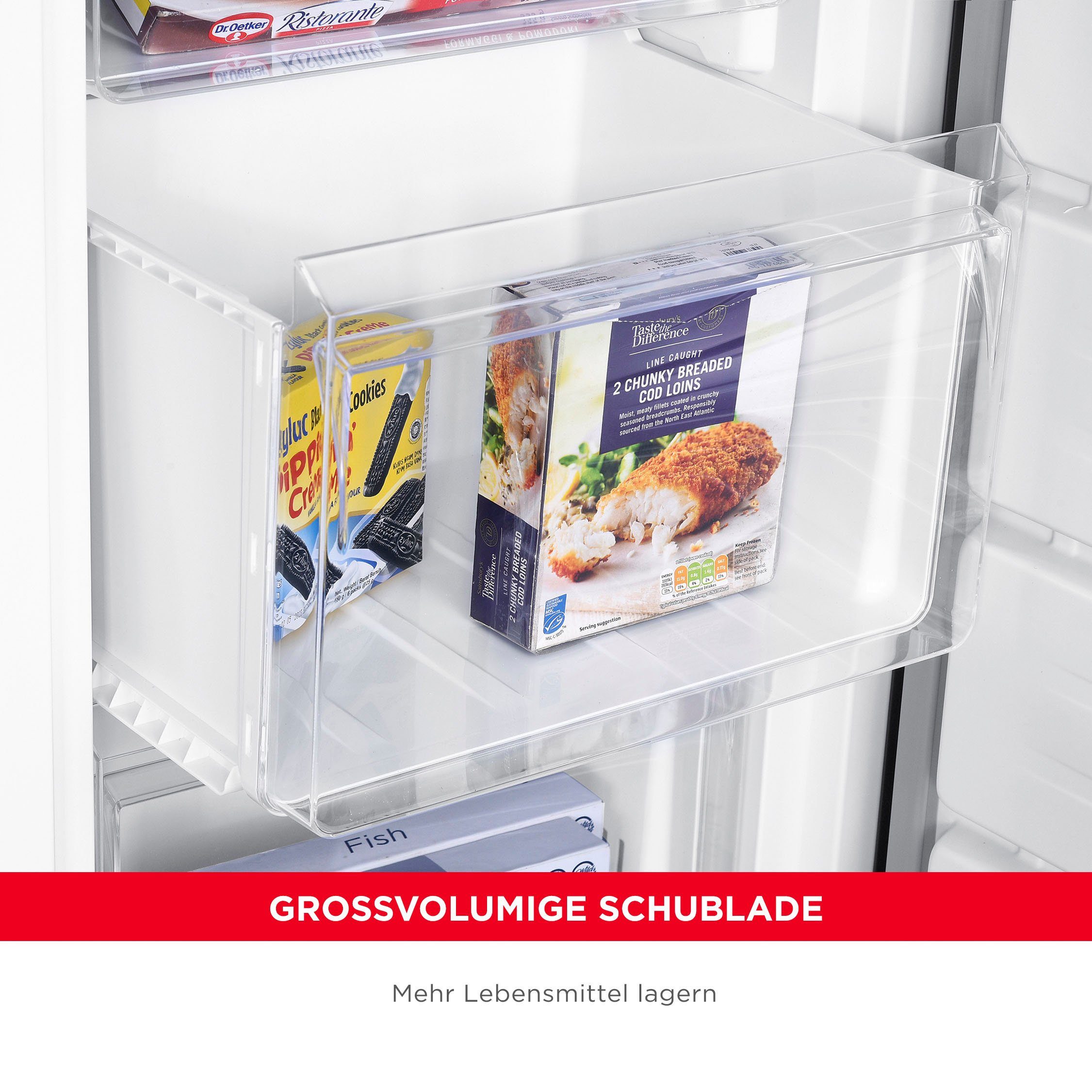 Hanseatic Gefrierschrank HGS14355CNFI, 143 cm hoch, 54 cm breit, NoFrost, Schnellgefrierfunktion, Türalarm
