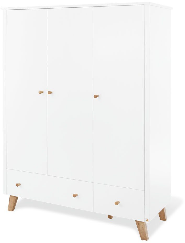 Pinolino® Babyzimmer-Komplettset Pan, (Set, 4-St., Kinderbett, Wickelkommode, Schrank, Wandregal), breit groß; mit Kinderbett, Wickelkommode, Schrank und Wandregal