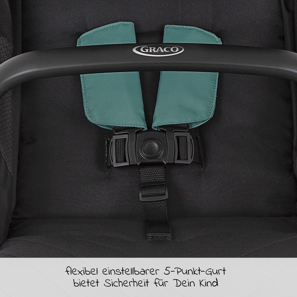 Graco Kinder-Buggy Myavo - Mint, Sportwagen mit Liegefunktion, Regenschutz nur 5,8 kg bis 22 kg faltbar