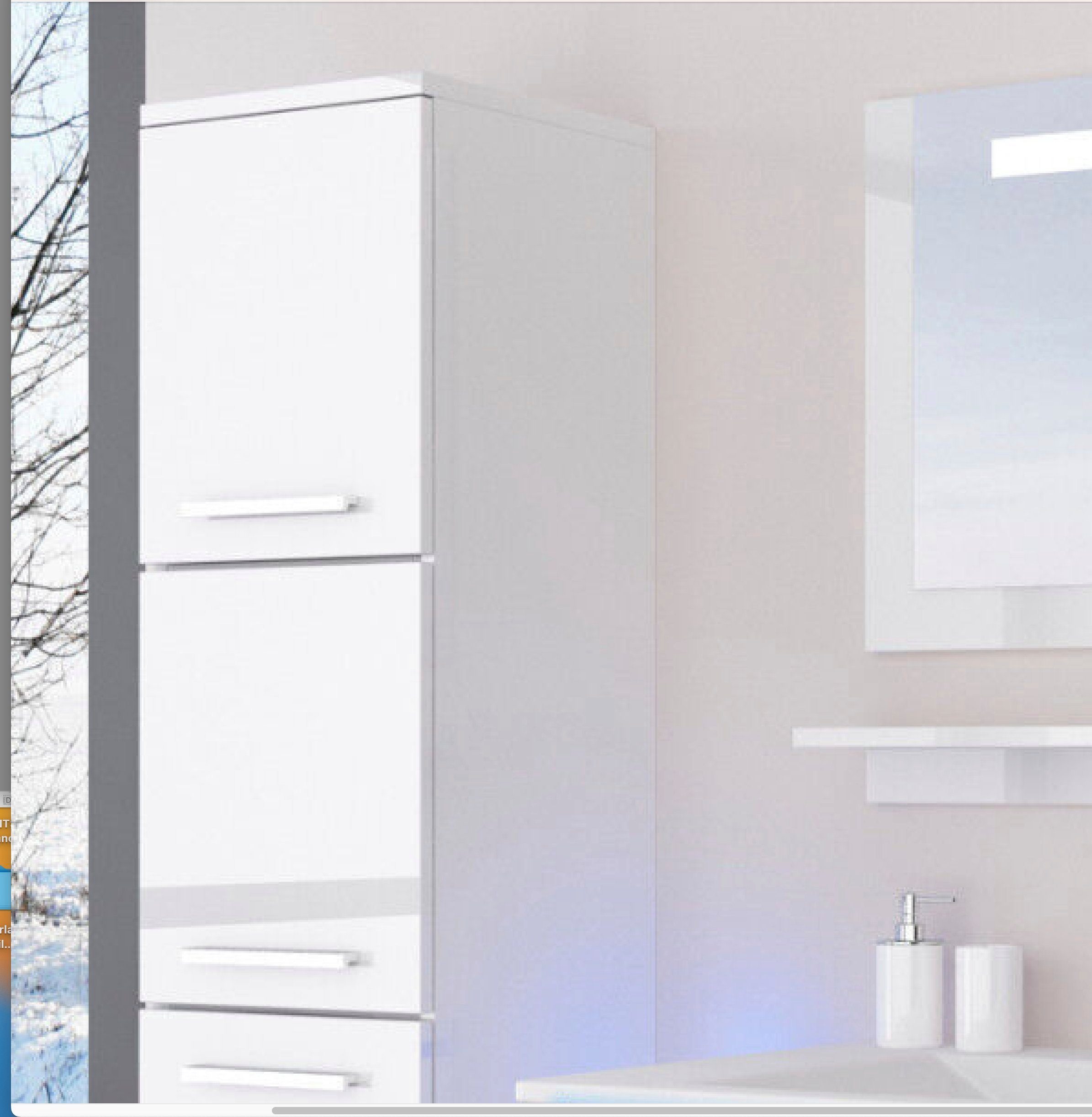 Homeline Badmöbel-Set Badmöbel Set Weiß Hochglanz lackiert LED System tauschsystem, (Komplette Set ohne wasch dich Armatur und Ablaufgarnitur, 6-St., Set Angebot), Hochglanz lackiert tauschsystem inklusiv LED