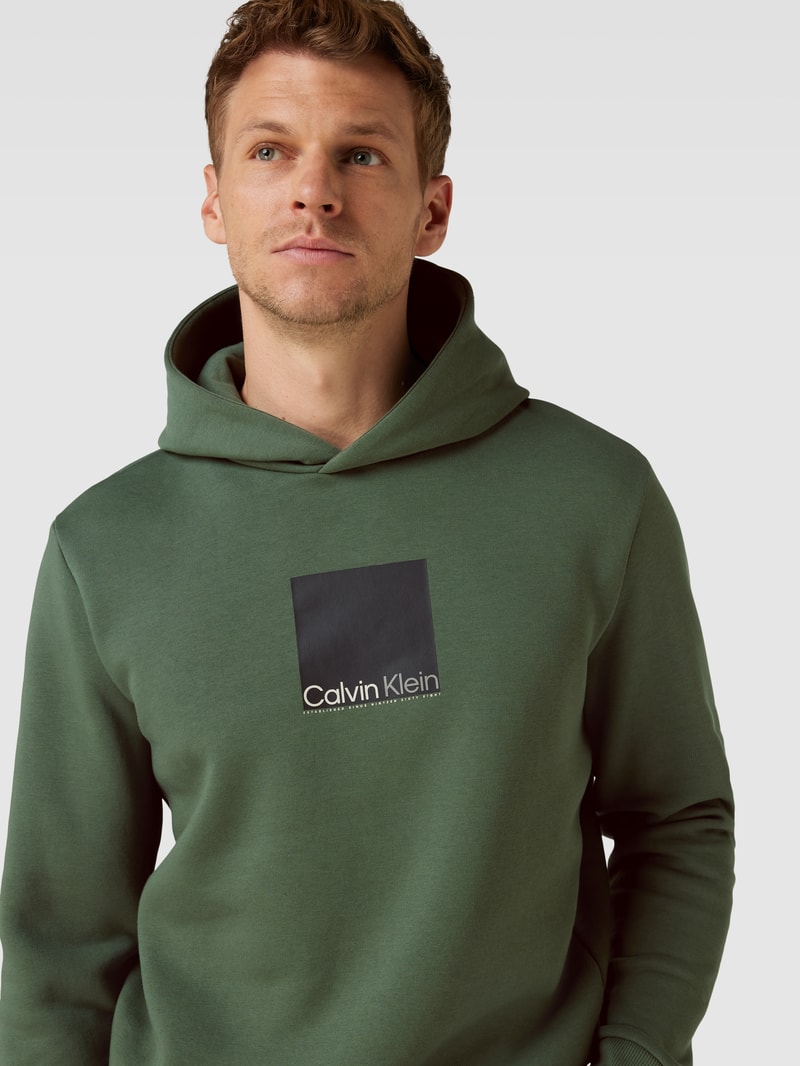 Hoodie mit Logo-Print in olivgrün