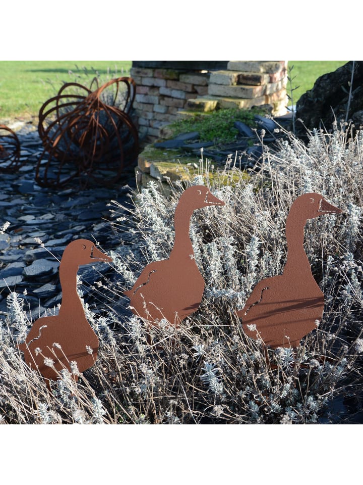 UNUS 3er Set Gartenstecker Rost Gänse in Braun günstig kaufen onesize