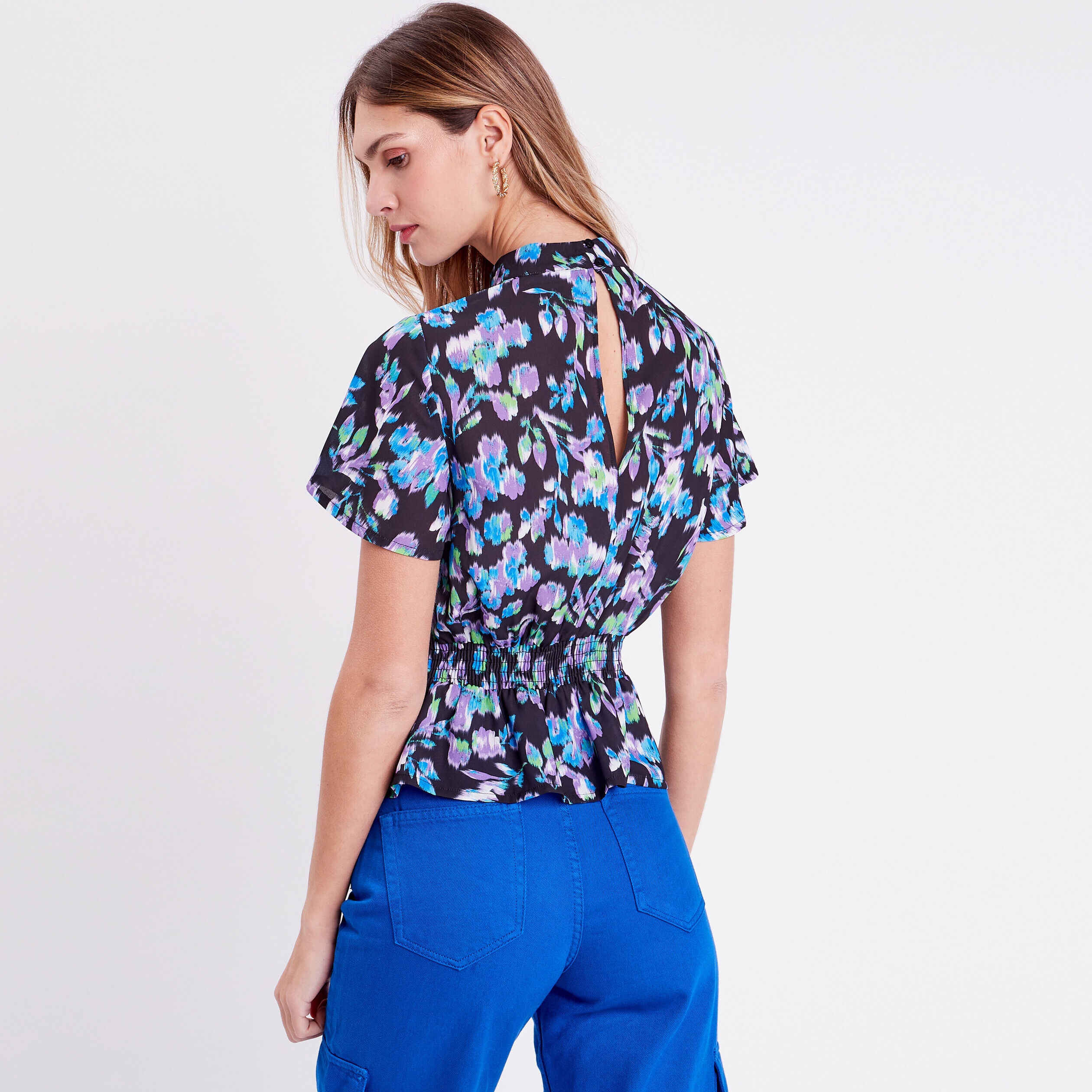 Blouse col montant noir femme | Cache Cache