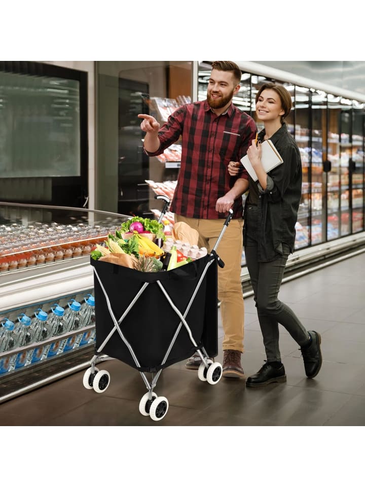 COSTWAY Einkaufstrolley 90 L in Schwarz günstig kaufen onesize