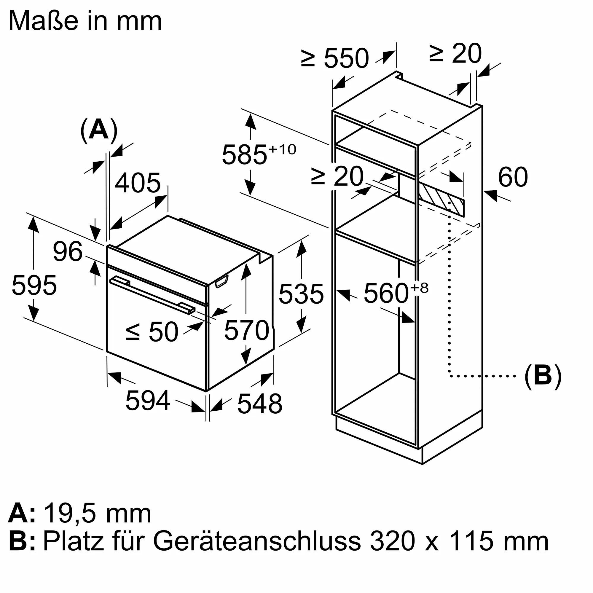 Constructa Einbaubackofen CF3M50052, mit Teleskopauszug nachrüstbar
