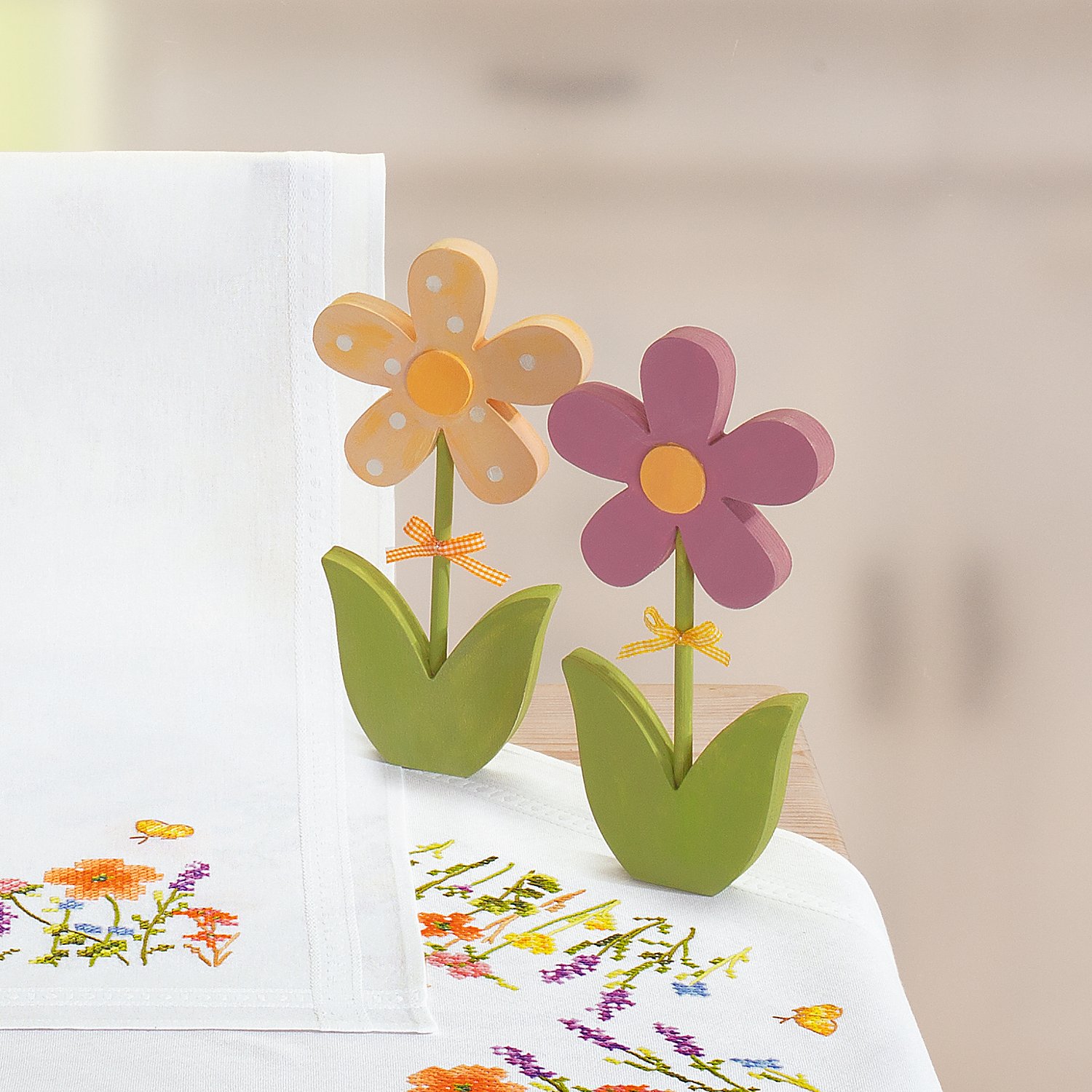 Blumen aus Holz, 25 x 13 cm, 2 Stück