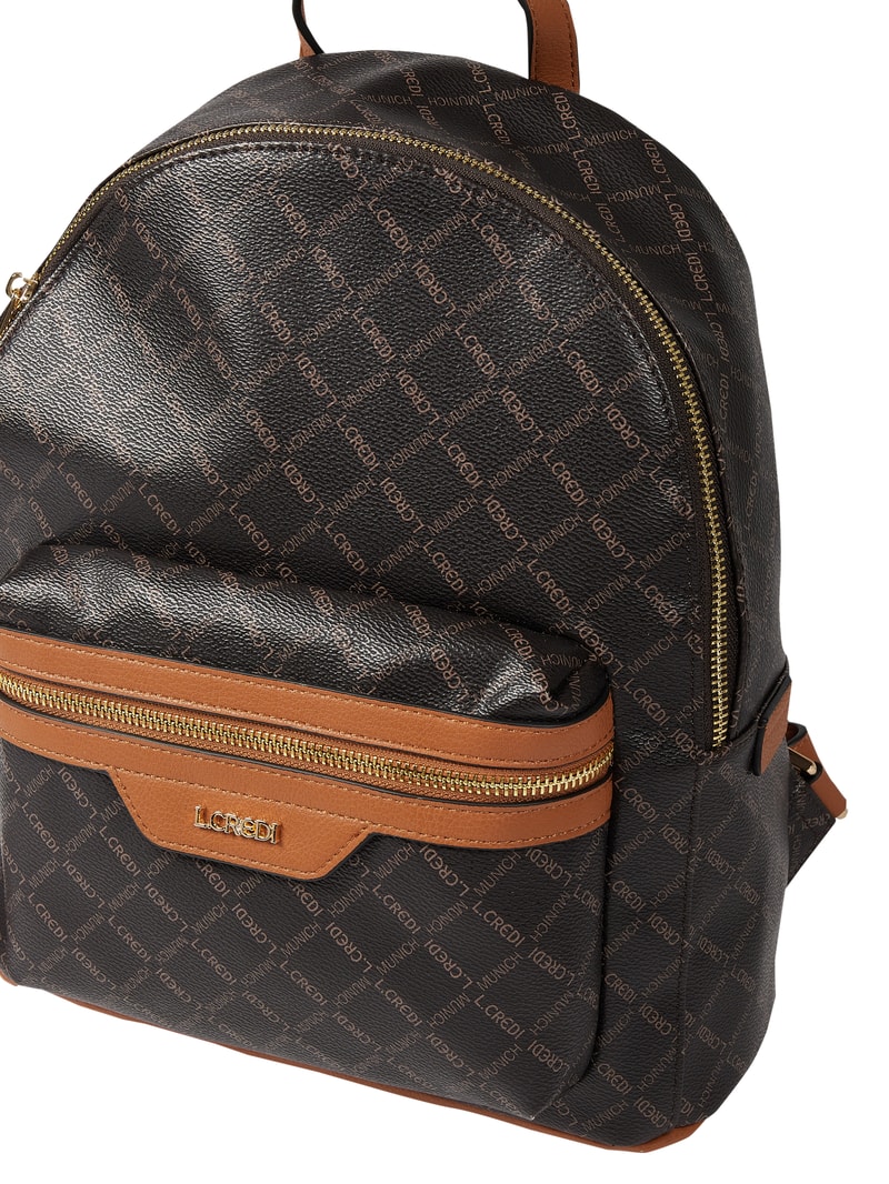 Rucksack mit Logo-Muster in mittelbraun