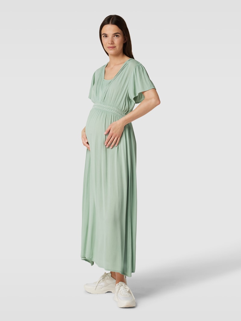 Umstands-Midikleid aus Viskose mit Ziernähten Modell 'Ikat' in mint