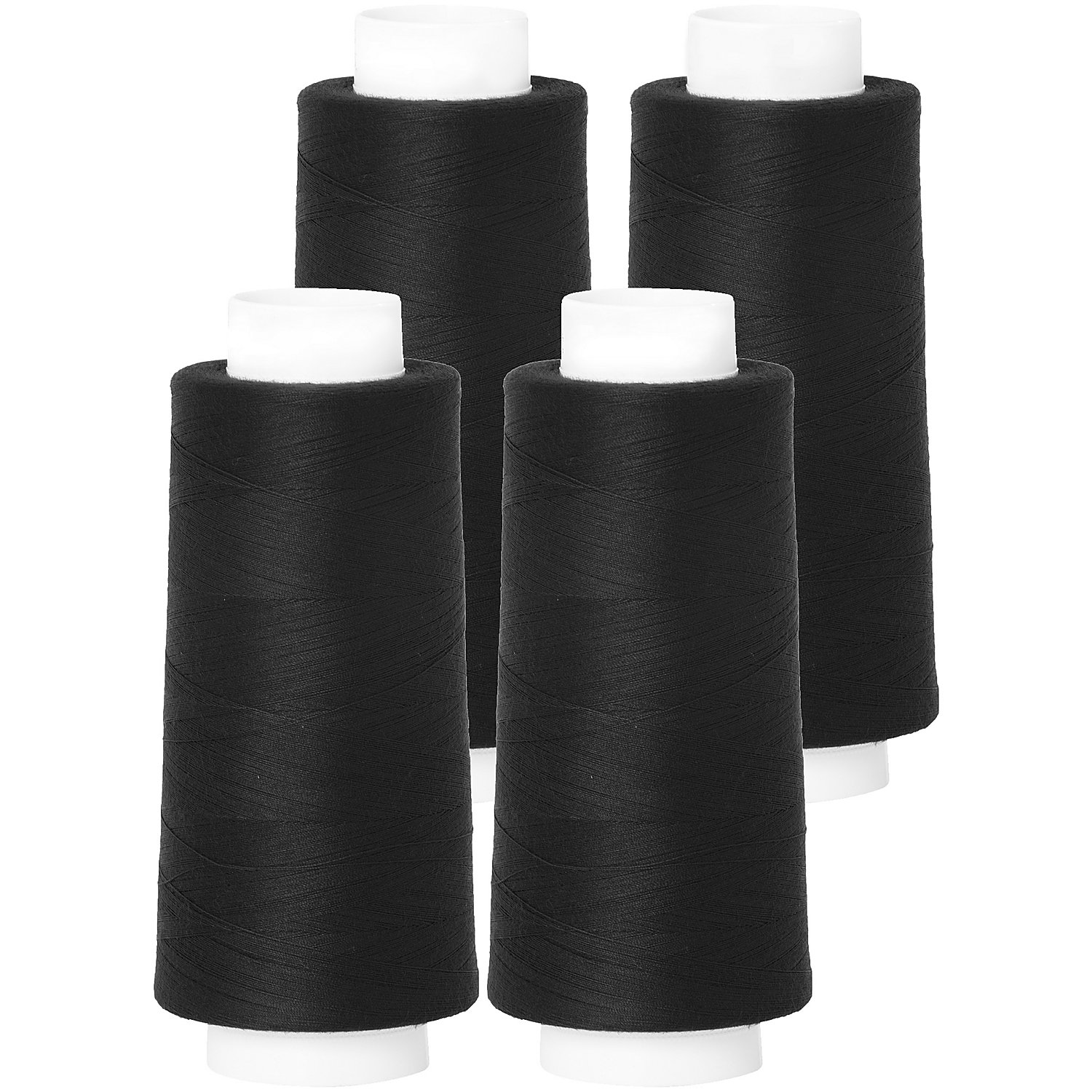 buttinette Overlockgarn im 4er-Pack, Stärke 120, 2500m-Spule, schwarz