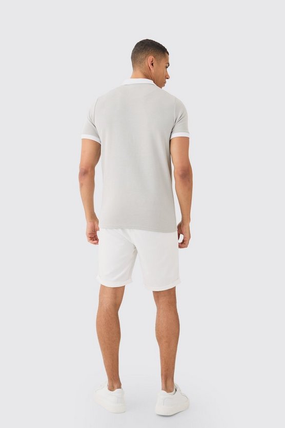 Slim-Fit Poloshirt mit Reißverschluss