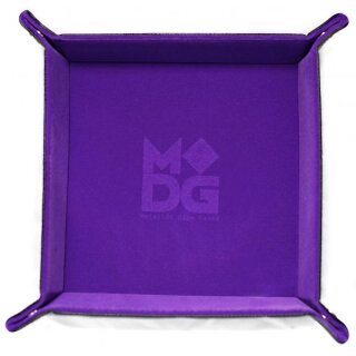 Velvet Folding Dice Tray 10x10 Purple with Leather Backing