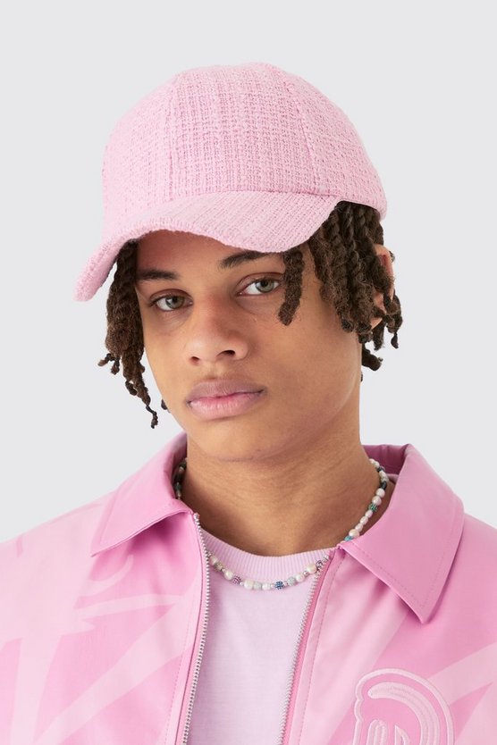 Strukturierte Bouclee-Kappe in pastellfarbenem Pink
