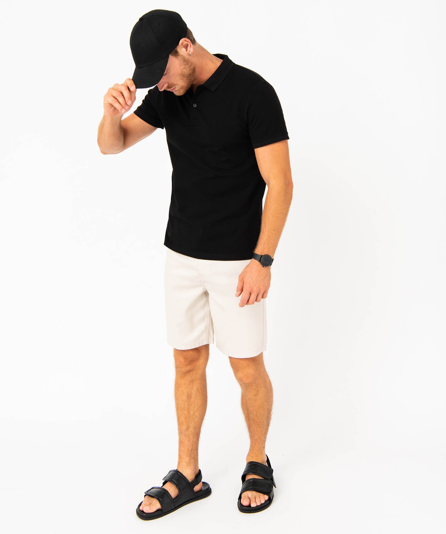 Polo à manches courtes en coton homme noir | GEMO