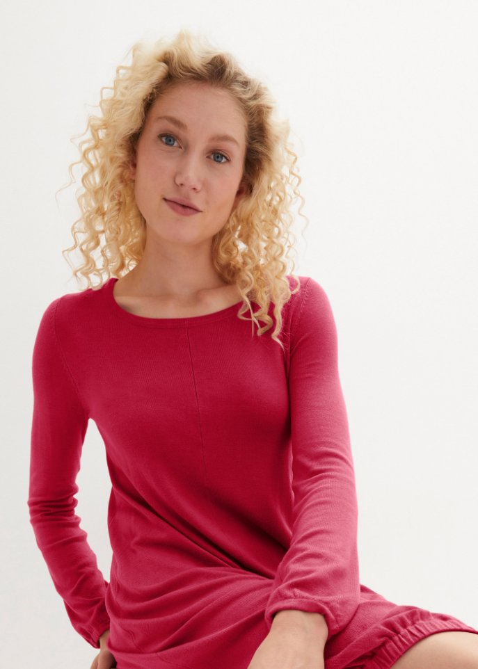 Feinstrickkleid in O-Silhouette, knieumspielend