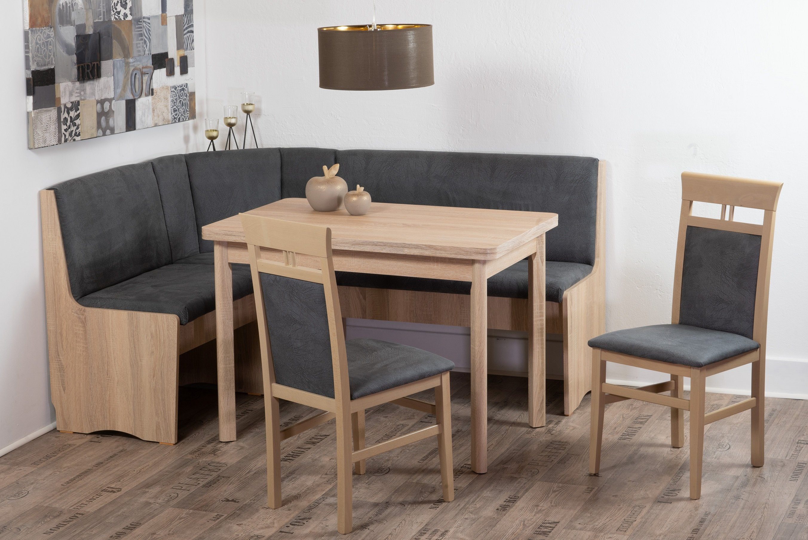 Stolebaenk Eckbankgruppe Duisburg Titanic Sonoma Ibiza FG MA+PE, (Eckbankgruppe, 1 x Eckbank, 1 x Tisch, 2 x Stuhl)