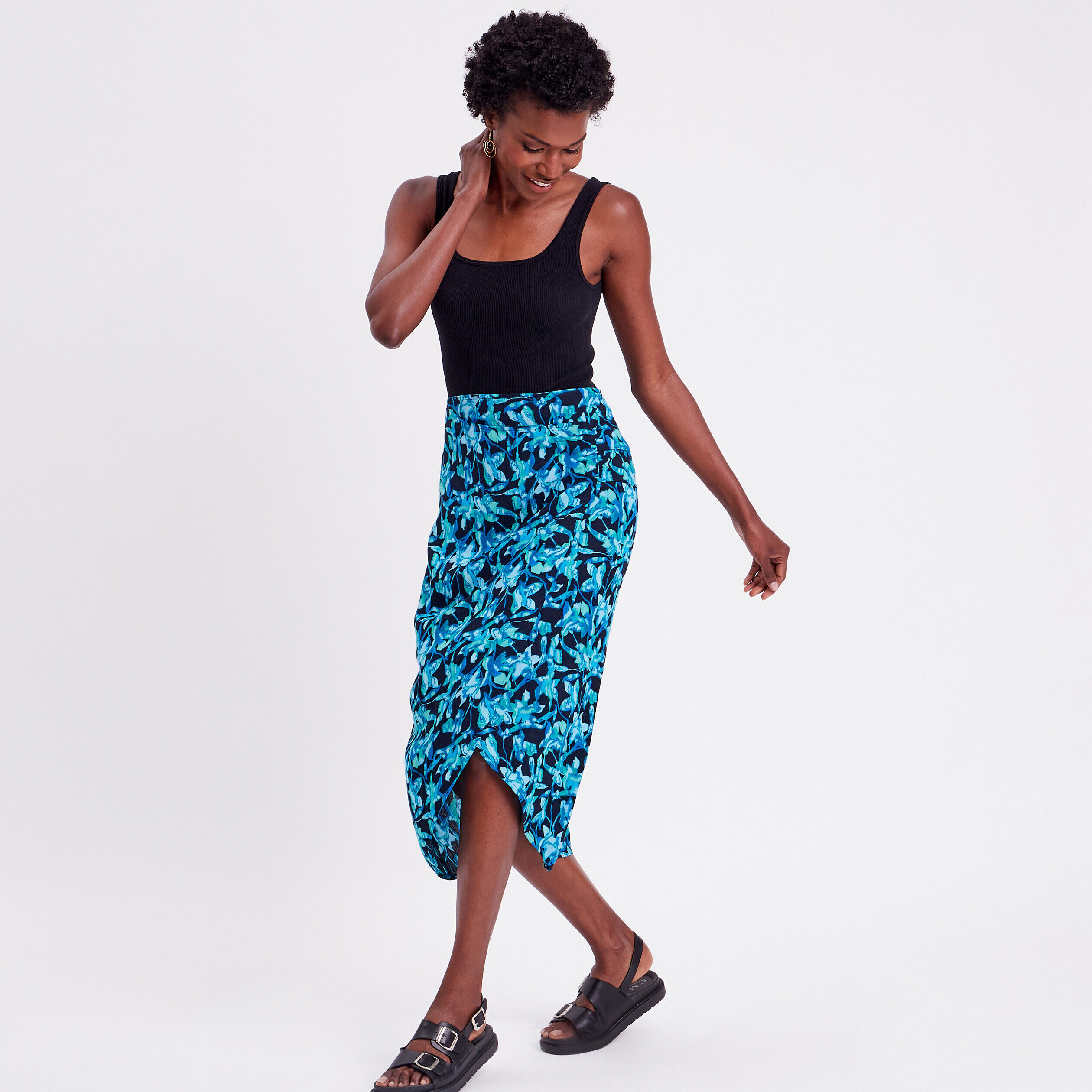 Jupe droite drapée noir femme | Cache Cache