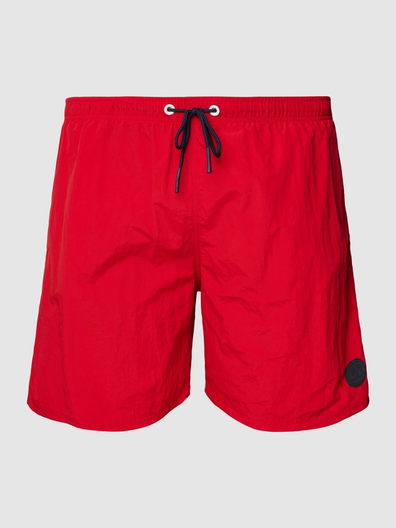 PLUS SIZE Badehose mit Label-Detail Modell 'RIO' in rot