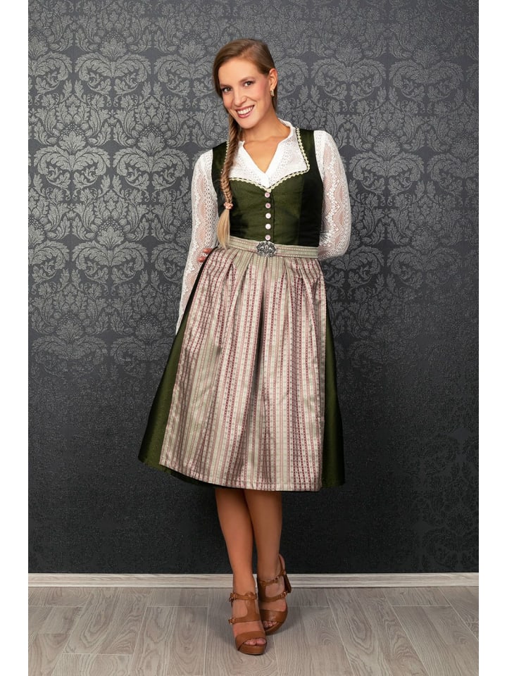 Edelnice Midi Dirndl Adele in grün, rosé günstig kaufen